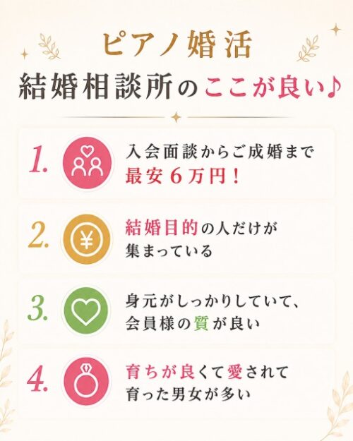 ピアノの先生(講師)・ピアノ好き・音楽家のための婚活・結婚相談所 オンライン 最新情報